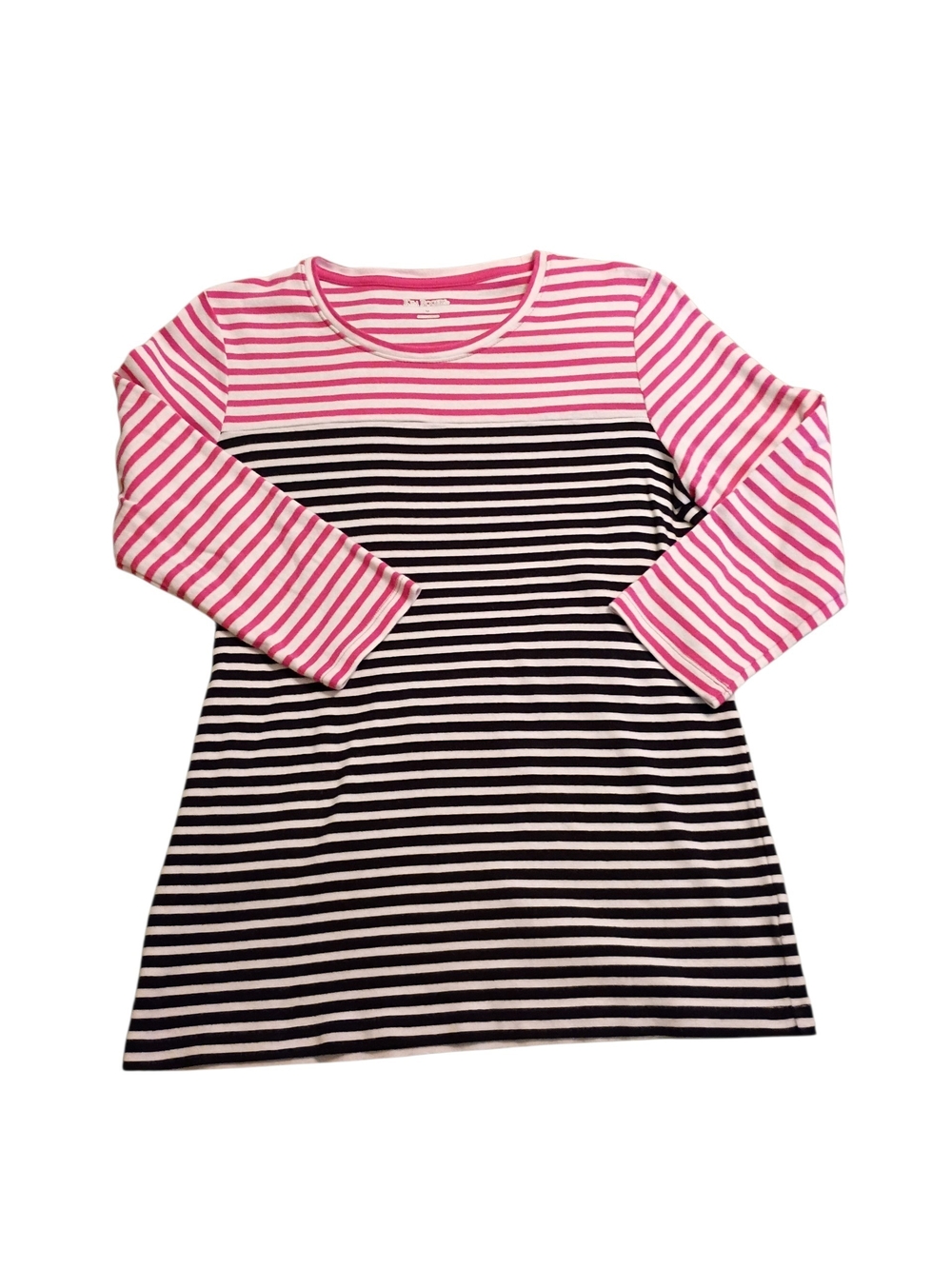 EUC Kim Rogers Pink and Black Striped Women's Tunic Medium